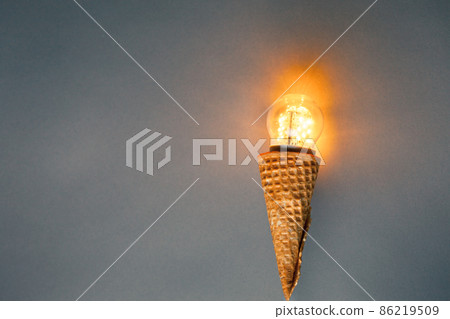 led lamp in ice cream cone, innovation concept led lamp in ice cream cone, innovation concept 86219509