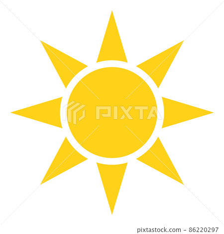 Sun icon in geometric simple style. Yellow circle with triangular rays Sun icon in geometric simple style. Yellow circle with triangular rays 86220297
