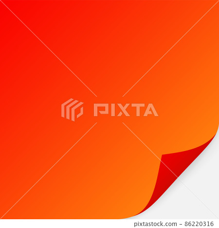 Red paper note with curled corner. Realistic template 86220316
