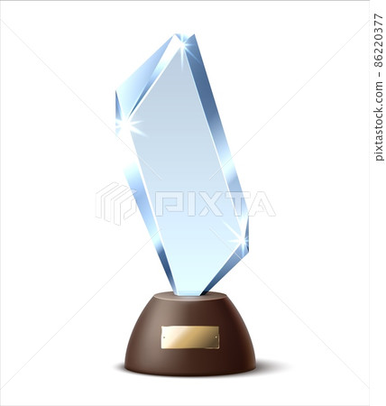 Modern shape crystal award. Winner trophy in realistic style 86220377