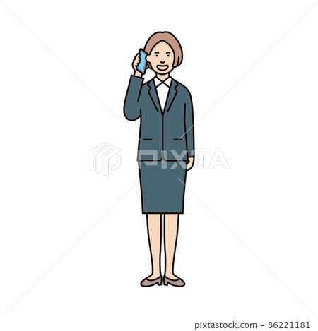 Person_female_suit_whole body_call on... - Stock Illustration [86221181 ...