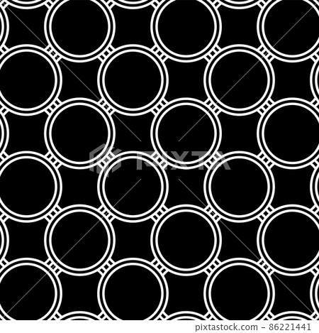 Seamless geometric circles pattern. Black textured background. Seamless geometric circles pattern. Black textured background. 86221441