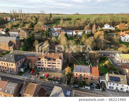Aerial view of Genappe of Walloon Brabant of Belgium 86221460