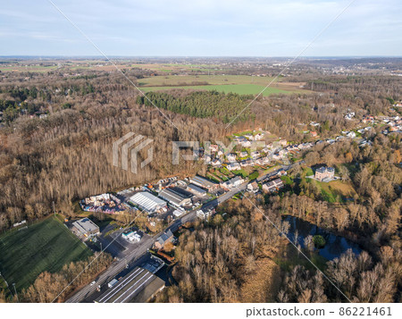 Aerial view of Genappe of Walloon Brabant of Belgium 86221461