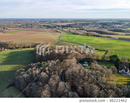 Aerial view of Genappe of Walloon Brabant of Belgium 86221462