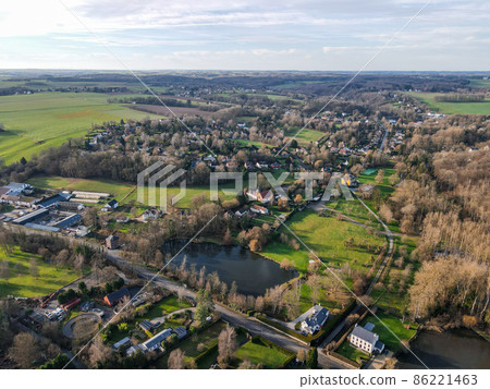 Aerial view of Genappe of Walloon Brabant of Belgium 86221463