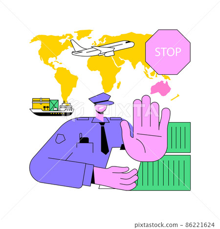 Embargo regulation abstract concept vector illustration. International sanctions, limited import and export, trading ban, bank account ban, financial and economic sanctions abstract metaphor. Embargo regulation abstract concept vector illustration. International sanctions, limited import and export, trading ban, bank account ban, financial and economic sanctions abstract metaphor. 86221624