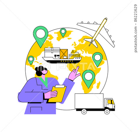 Global transportation system abstract concept vector illustration. Worldwide logistics, international delivery service, global freight tracking software, transportation business abstract metaphor. 86221629