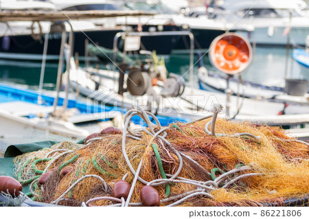 Fishing net in a port in Santa Margarita Italy 86221806