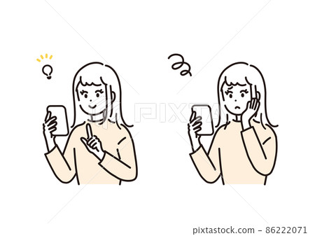 一個女人操作智能手機的插圖素材集 86222071