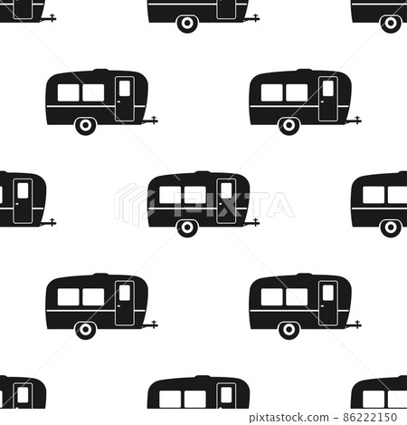 Vintage Caravan trailer. Camper van seamless pattern. Travel trailer flat. Vintage Caravan trailer. Camper van seamless pattern. Travel trailer flat. 86222150