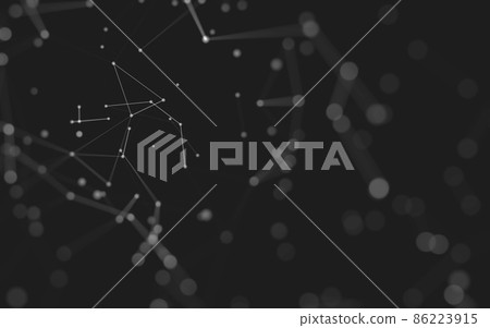 Abstract background. Molecules technology with polygonal shapes, connecting dots and lines. Connection structure. Big data visualization. 86223915