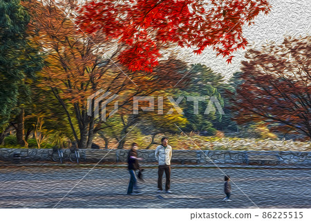 Family scenery spent in oil painting style and autumn colors Family scenery spent in oil painting style and autumn colors 86225515