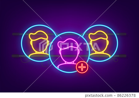 Refer a friend neon. Referral marketing concept, referring friends, referral program strategy. Vector illustration. 86226378