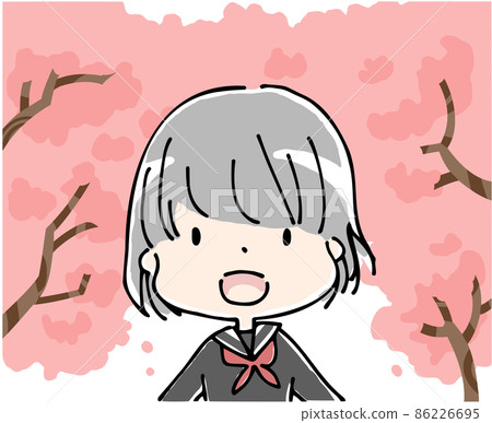 A smiling female student in a sailor suit under a cherry tree A smiling female student in a sailor suit under a cherry tree 86226695