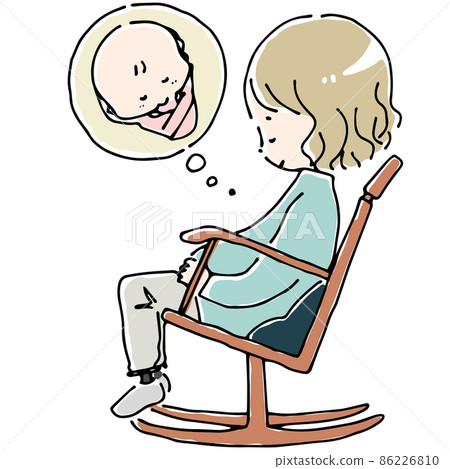 Pregnant woman sitting in a rocking chair and resting Pregnant woman sitting in a rocking chair and resting 86226810