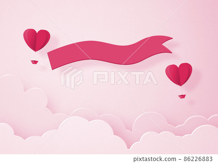 Valentine-Origami-3DCG-Heart Balloon-Cute World View [Paper Craft] 86226883