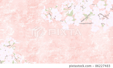 Sakura full bloom Japanese paper texture (background image) 86227483
