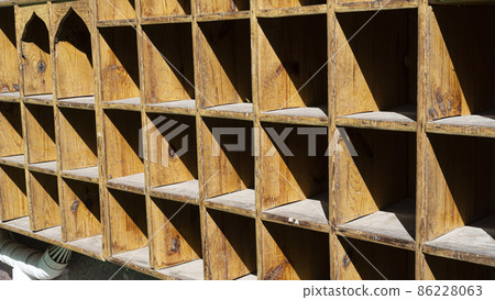 Empty wooden shelf background 86228063