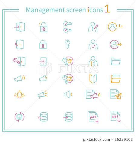 3-color line drawing icon management screen 1 green keynote 86229108