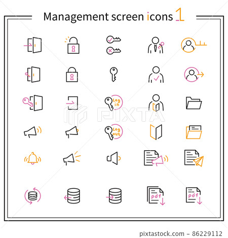 3-color line drawing icon management screen 1 black keynote 86229112