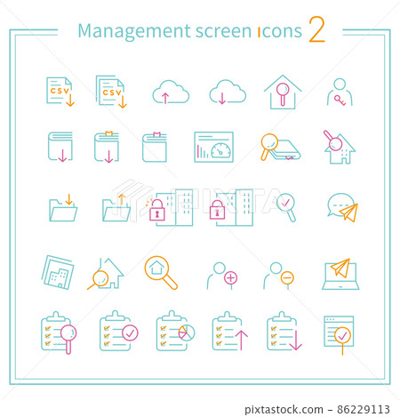 3-color line drawing icon management screen 2 green keynote 86229113