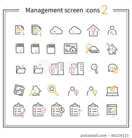 3色線描圖標管理畫面2黑色基調 86229115