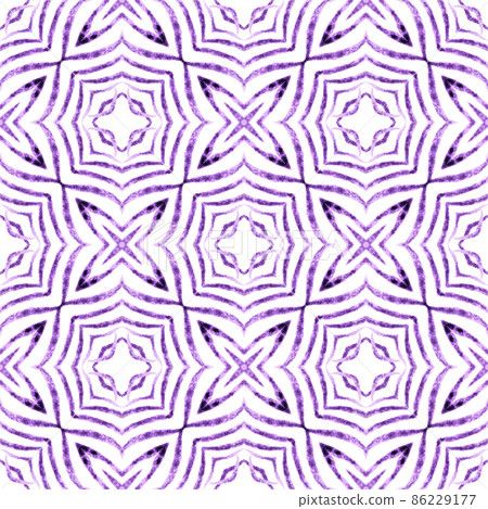 Hand drawn green mosaic seamless border. Purple creative boho chic summer design. Mosaic seamless pattern. Textile ready resplendent print, swimwear fabric, wallpaper, wrapping. 86229177