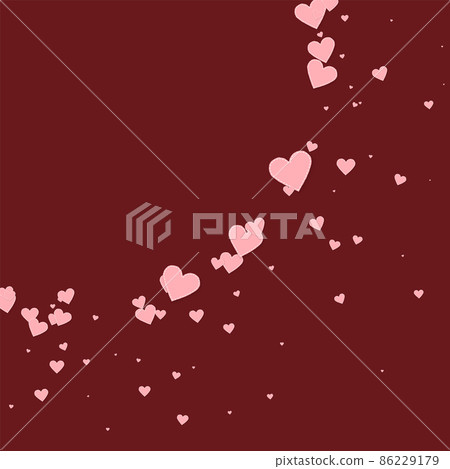 Pink heart love confettis. Valentine's day corner authentic background. Falling stitched paper hearts confetti on maroon background. Divine vector illustration. Pink heart love confettis. Valentine's day corner authentic background. Falling stitched paper hearts confetti on maroon background. Divine vector illustration. 86229179