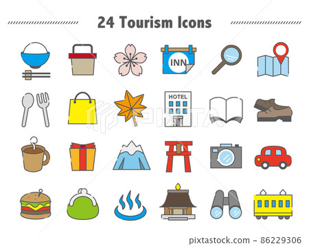 Icon set that can be used as a tourist guide Icon set that can be used as a tourist guide 86229306