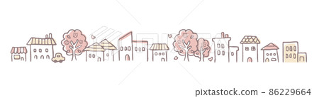與櫻花的春天都市風景 86229664