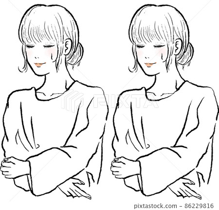 一個穿著桑拿雨披的女人進入桑拿房。我留著長發，閉著眼睛。 86229816