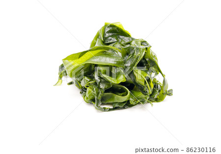 Fresh seaweed wakame isolated on white background. Copy space. Japanese food Fresh seaweed wakame isolated on white background. Copy space. Japanese food 86230116