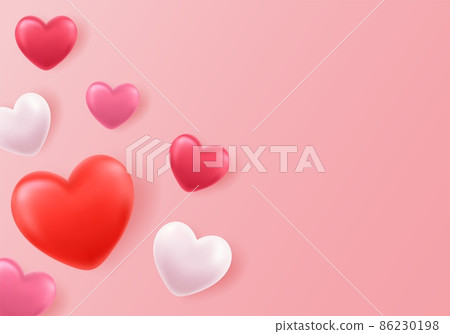 3D Realistic Heart Balloons Flying 3D Realistic Heart Balloons Flying 86230198
