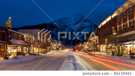 Banff Town Night Banff National Park Canada Banff Town Night Banff National Park Canada 86230481