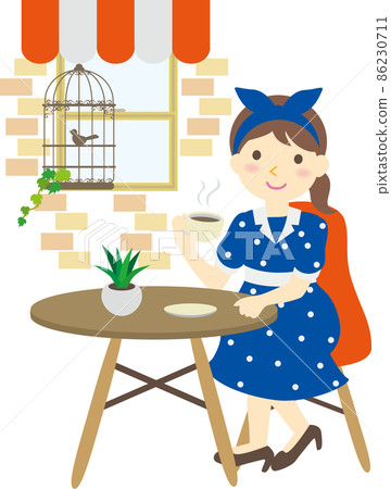 一個女人在一家咖啡館 一個女人在一家咖啡館 86230711