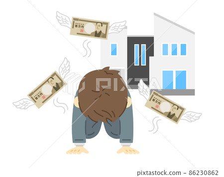 Illustration of a disappointed man in mortgage hell Illustration of a disappointed man in mortgage hell 86230862