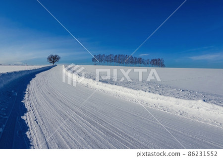 Winter scenery of Seven Stars Hill (Biei Town, Hokkaido) 86231552