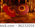 Japanese umbrella and bamboo work 86232058