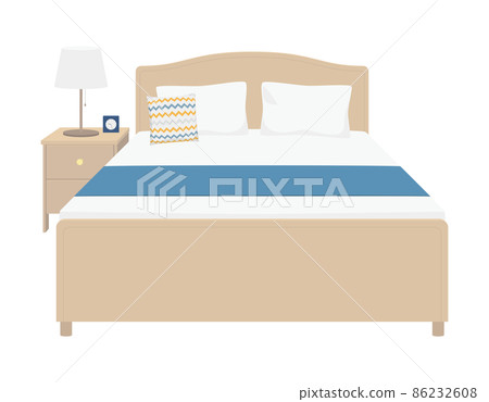 Bed and bedside chest illustration 86232608