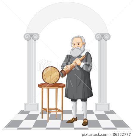 Galileo Galilei cartoon charater on white background 86232777