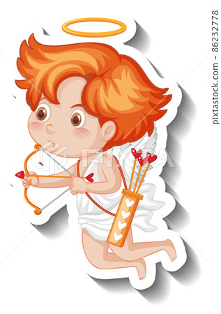 Cupid boy holding bow and arrow 86232778