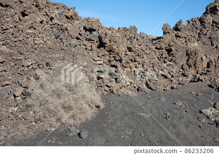 Landscape near El Cuervo volcano at Lanzarote island, Canary Islands 86233206