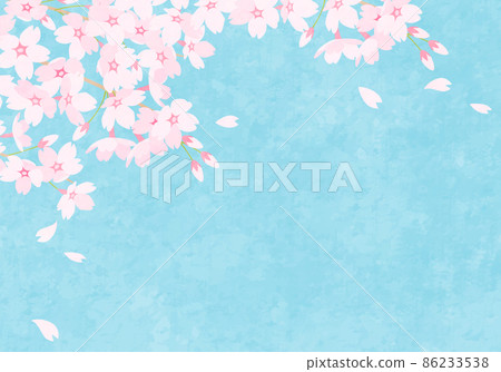 藍天、櫻花和花瓣的矢量圖解 86233538