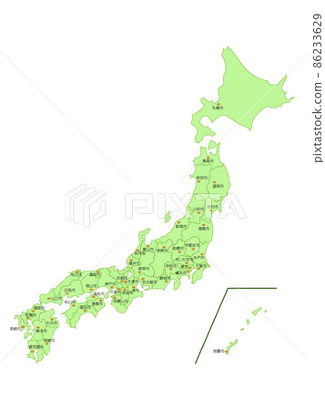 Map of Japan All over Japan Prefectural office location Yes Green Map of Japan All over Japan Prefectural office location Yes Green 86233629
