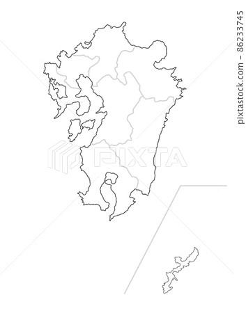 Map of Japan Kyushu region prefecture name. No... - Stock Illustration ...