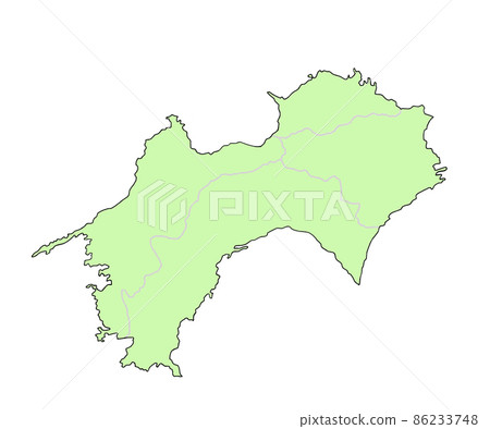 日本四國地區地圖 無縣名/縣廳 綠色 86233748
