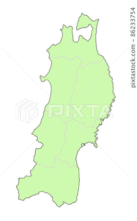Map of Japan Tohoku region No prefecture name / prefectural office Green 86233754