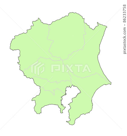 Map of Japan Kanto region No prefecture name / prefectural office Green 86233758
