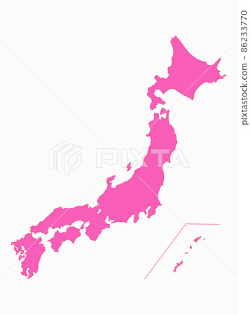 Map of Japan, all over Japan, no prefectural border, dark pink 86233770